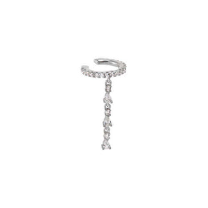 Silver CZ Tennis Short Drop Ear Cuff - Adina Eden's Jewels