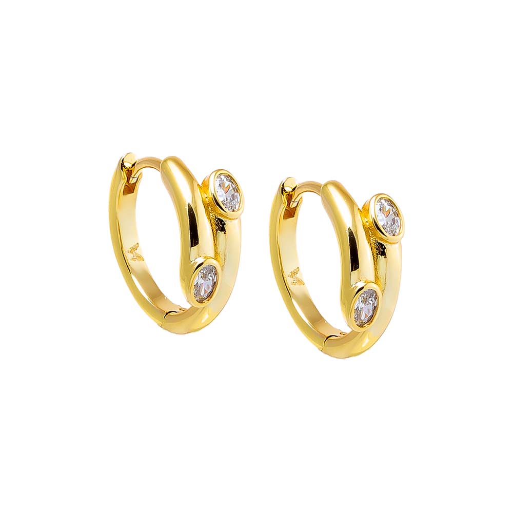 Gold CZ Bezel Claw Huggie Earring - Adina Eden's Jewels