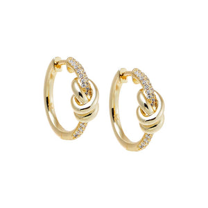 Gold Pave Love Knot Huggie Earring - Adina Eden's Jewels
