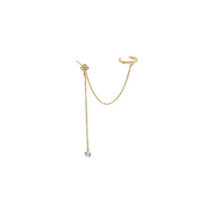 Gold Floating Chain Stud X Ear Cuff - Adina Eden's Jewels