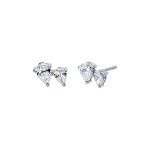 Lab Grown Diamond Double Pear Prong Stud Earring 14K
