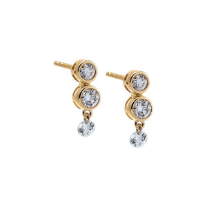 Lab Grown Diamond Double Bezel Drop Stud Earring 14K