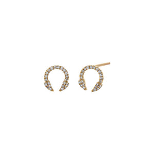 14K Gold Diamond Pave Horn Stud Earring 14K - Adina Eden's Jewels
