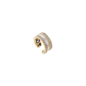 14K Gold Diamond Pave X Baguette Ear Cuff 14K - Adina Eden's Jewels