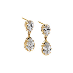 14K Gold / 3CT Lab Grown Diamond Pear Encased Drop Stud Earring 14K - Adina Eden's Jewels