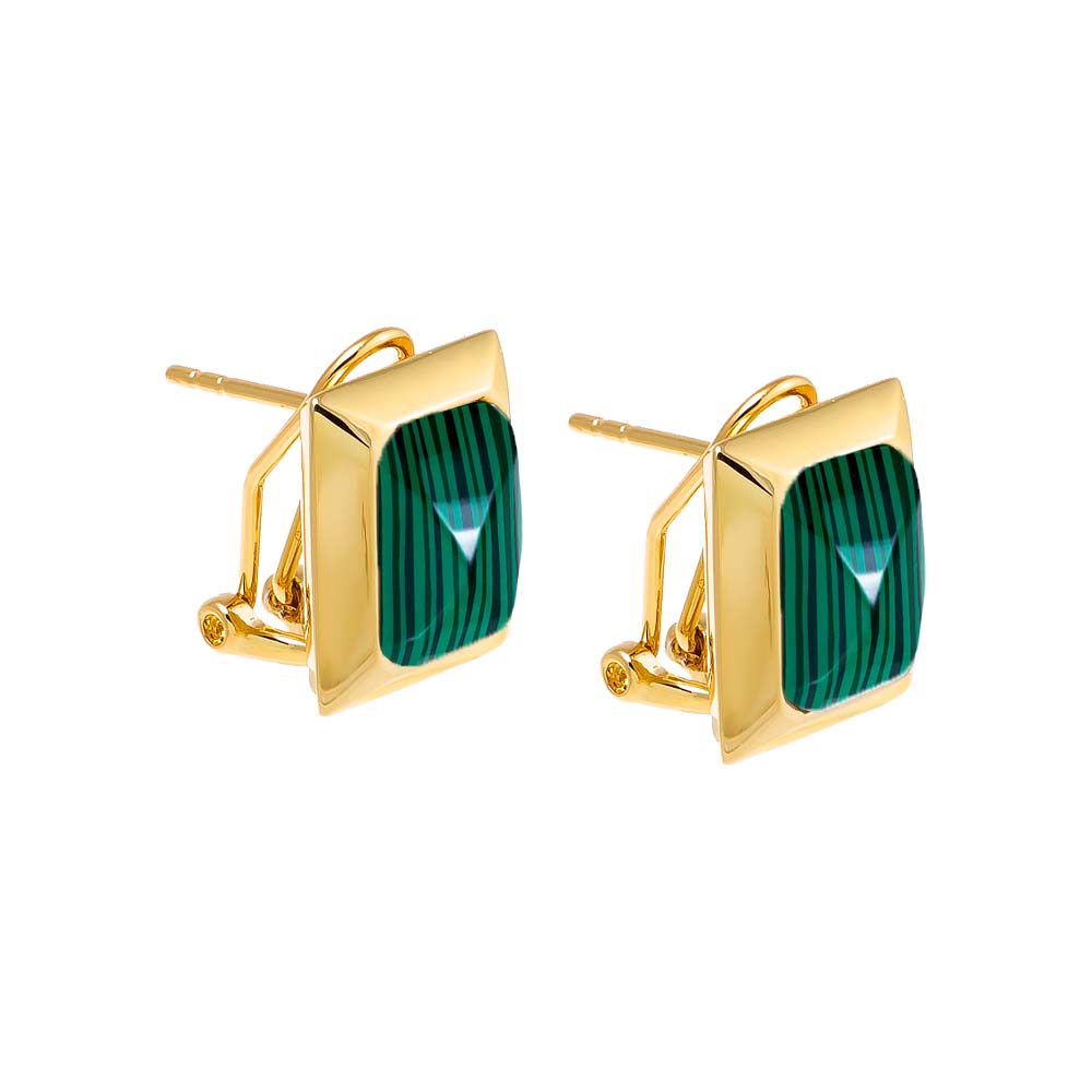 Malachite Colored Baguette Stone Stud Earring - Adina Eden's Jewels