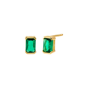 Emerald Green Colored CZ Baguette Stud Earring - Adina Eden's Jewels