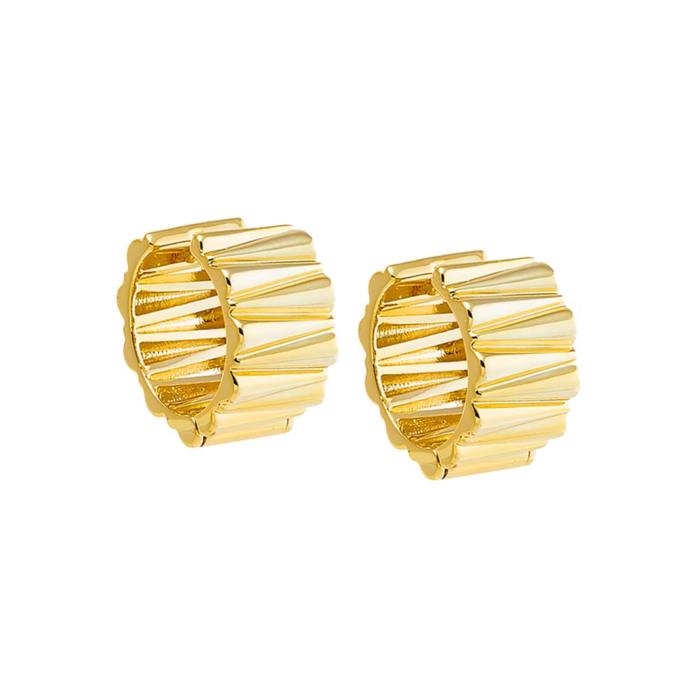Gold Solid Lined Wide Mini Huggie Earring - Adina Eden's Jewels