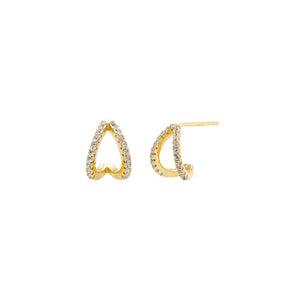Gold Pave Double Cage Stud Earring - Adina Eden's Jewels