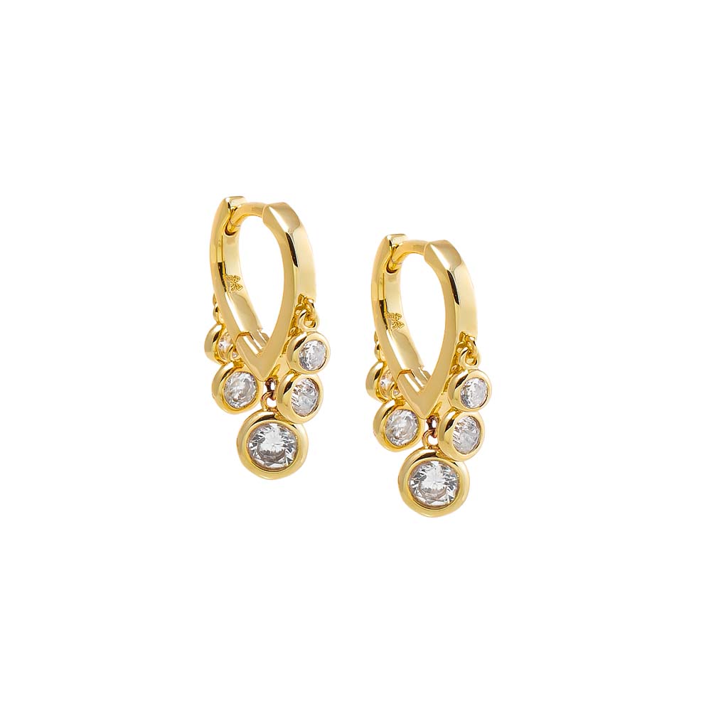 Gold Graduated CZ Dangling Bezel Huggie Earring - Adina Eden's Jewels
