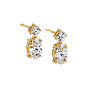 14K Gold Lab Grown Diamond Round X Oval Stud Earring 14K - Adina Eden's Jewels