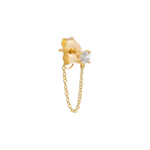Diamond Solitaire Front Back Chain Stud Earring 14K - Adina Eden's Jewels