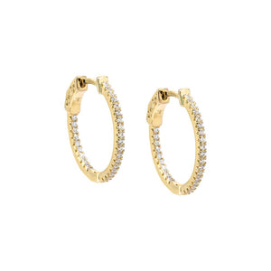 Gold / 20MM Fancy Thin CZ Hoop Earring - Adina Eden's Jewels