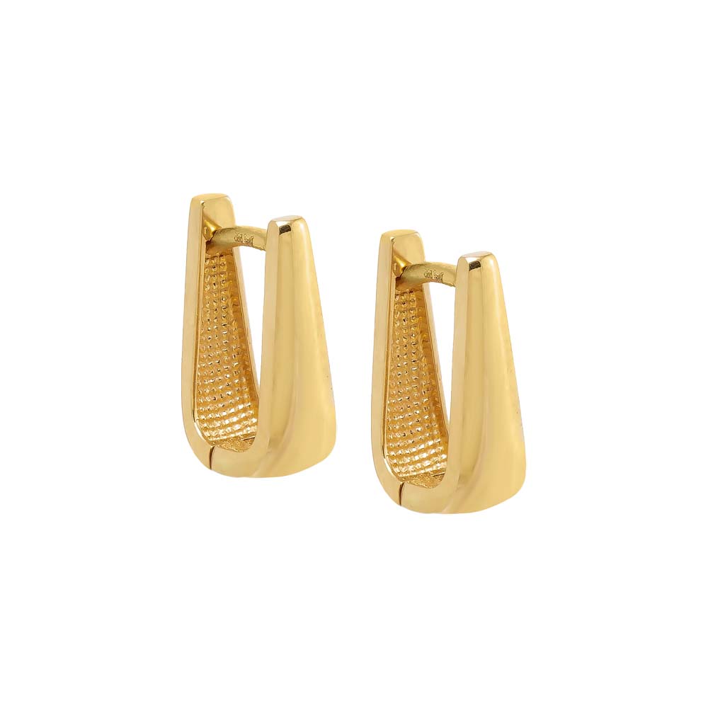 14K Gold Solid Rectangular Graduated Huggie Earring 14K - Adina Eden's Jewels