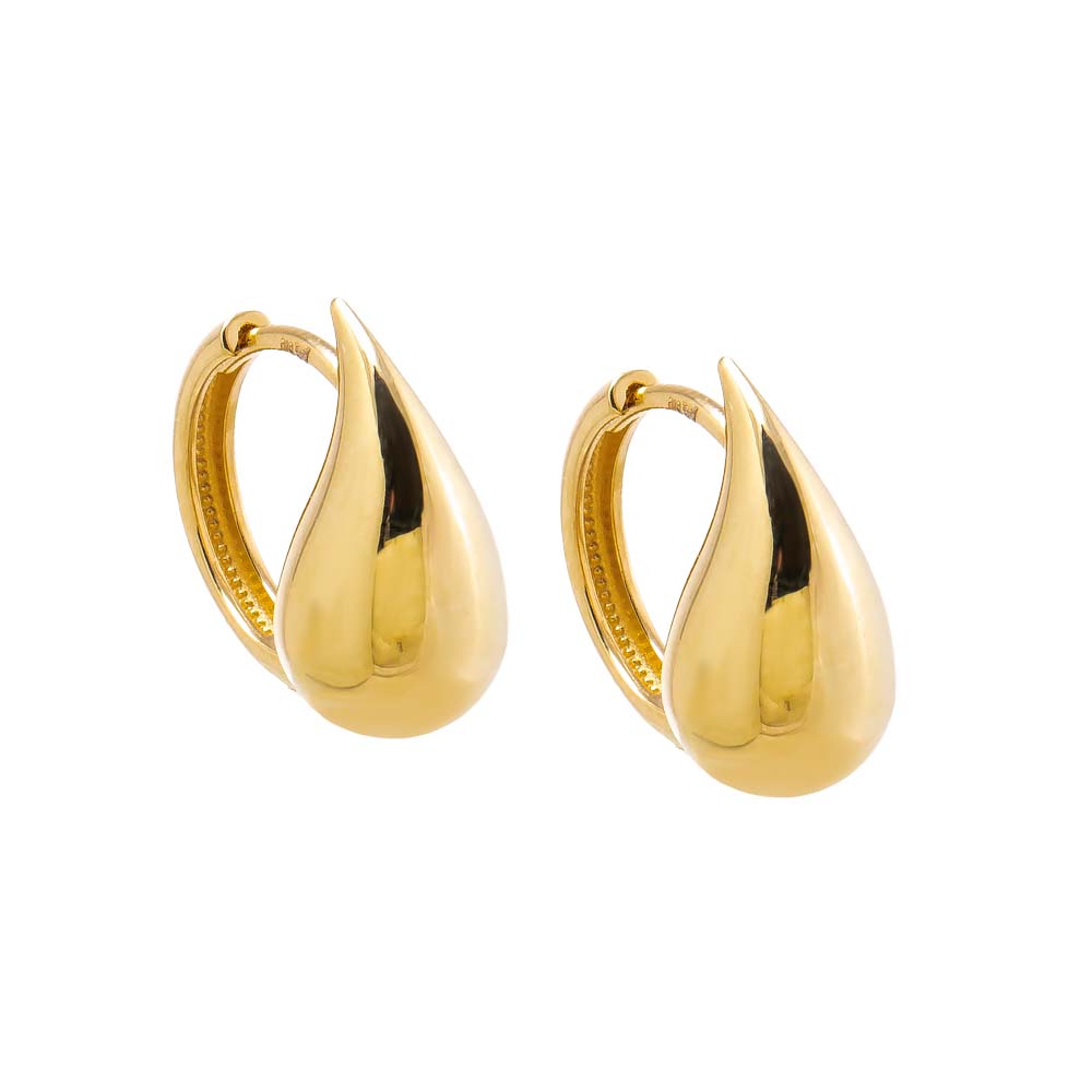 14K Gold Solid Teardrop Huggie Earring 14K - Adina Eden's Jewels