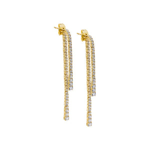 Gold CZ Double Graduated Tennis Stud Earring - Adina Eden's Jewels