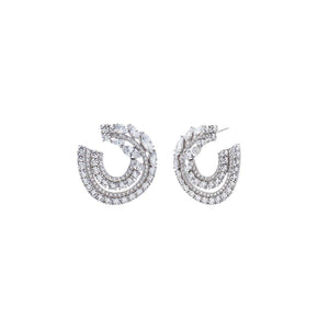 Silver Fancy Colored Pear Accented Loop Stud Earring - Adina Eden's Jewels
