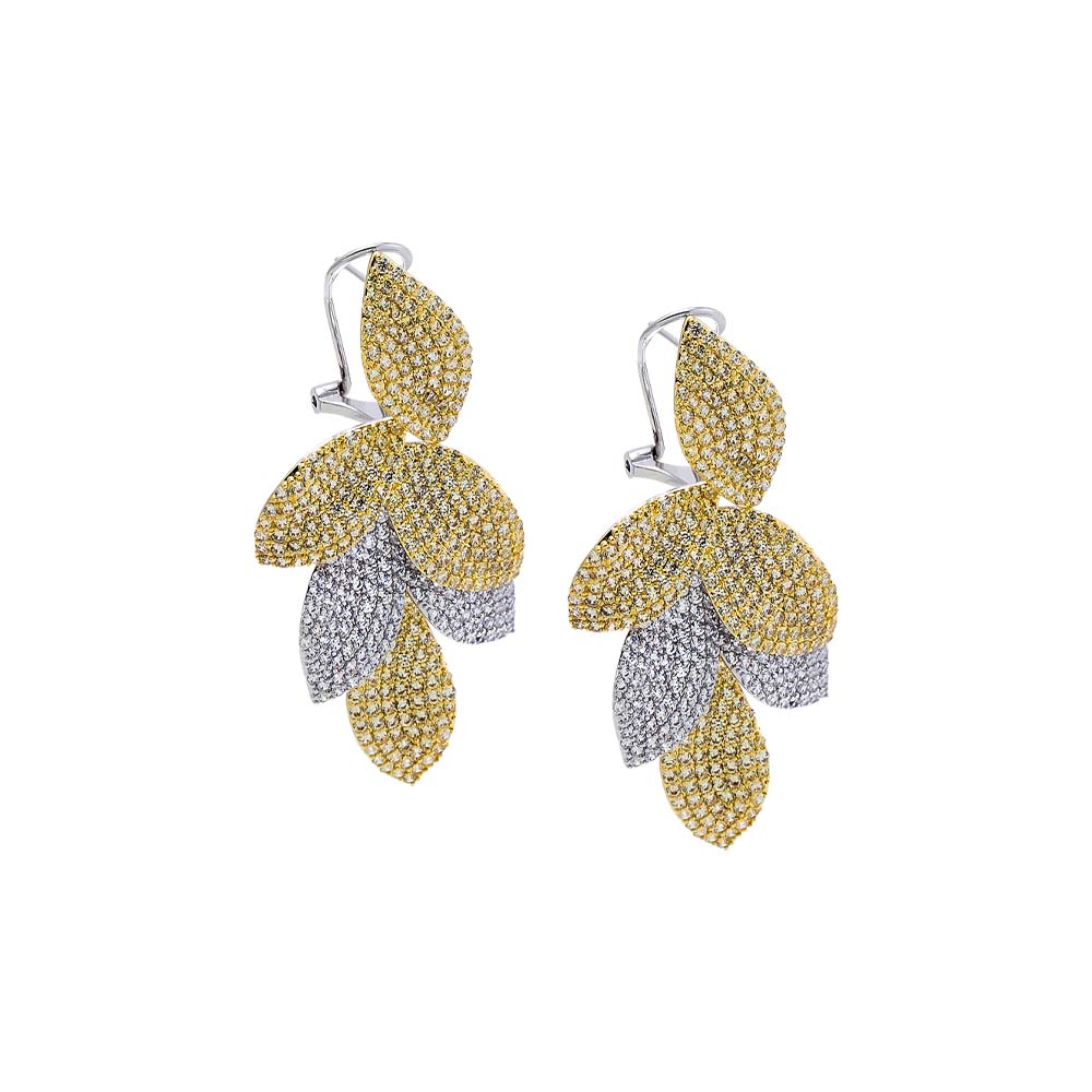 Two-Tone Two Tone Pave Dangling Petal Drop Stud Earring - Adina Eden's Jewels