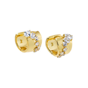 Gold CZ Cluster Super Wide Huggie Earring - Adina Eden's Jewels