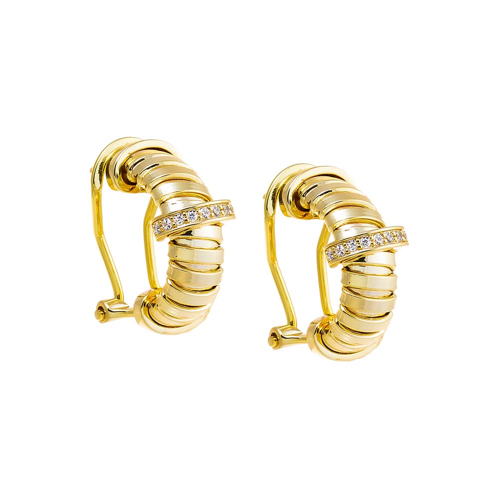 Gold Pave Accented Wide Open Hoop Earring - Adina Eden's Jewels