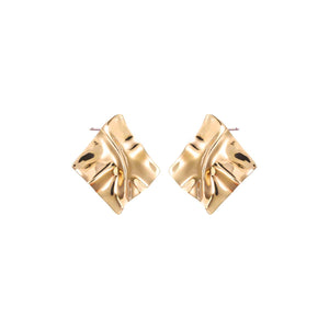 Gold Fluid Square Shape Drop Stud Earring - Adina Eden's Jewels