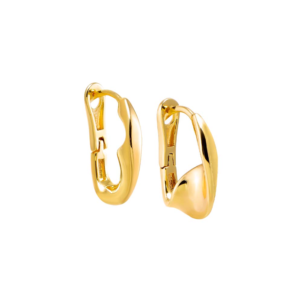 Gold Solid Curved Loop Hoop Earring - Adina Eden's Jewels