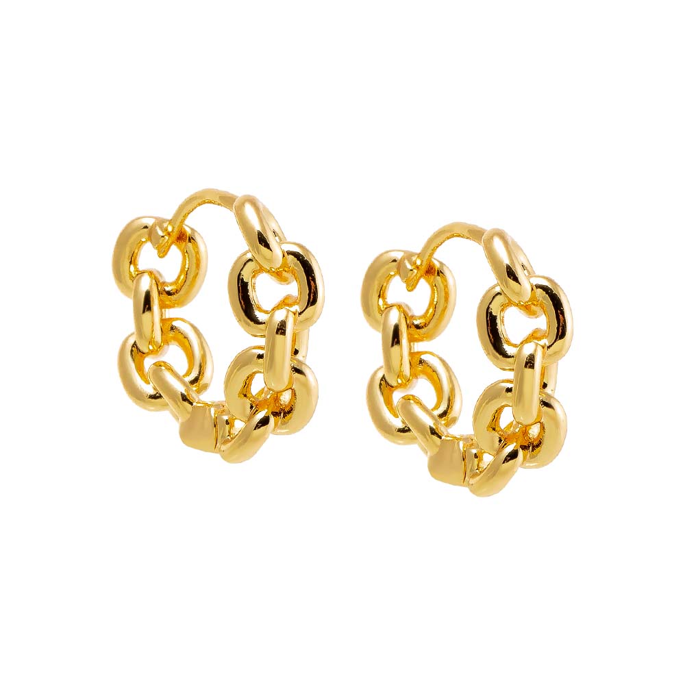 Gold Rounded Chain Link Huggie Earring - Adina Eden's Jewels