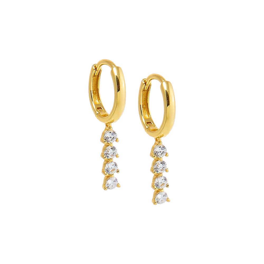 Gold Mini CZ Tennis Drop Huggie Earring - Adina Eden's Jewels