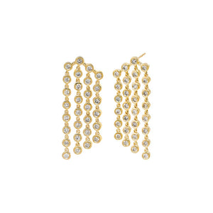 14K Gold Diamond Bezel Multi Strand Drop Stud Earring 14K - Adina Eden's Jewels