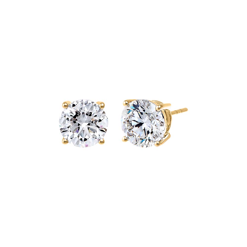 14K Gold / 4CT 4 Carat Lab Grown Diamond Solitaire Four Prong Stud Earring 14K - Adina Eden's Jewels