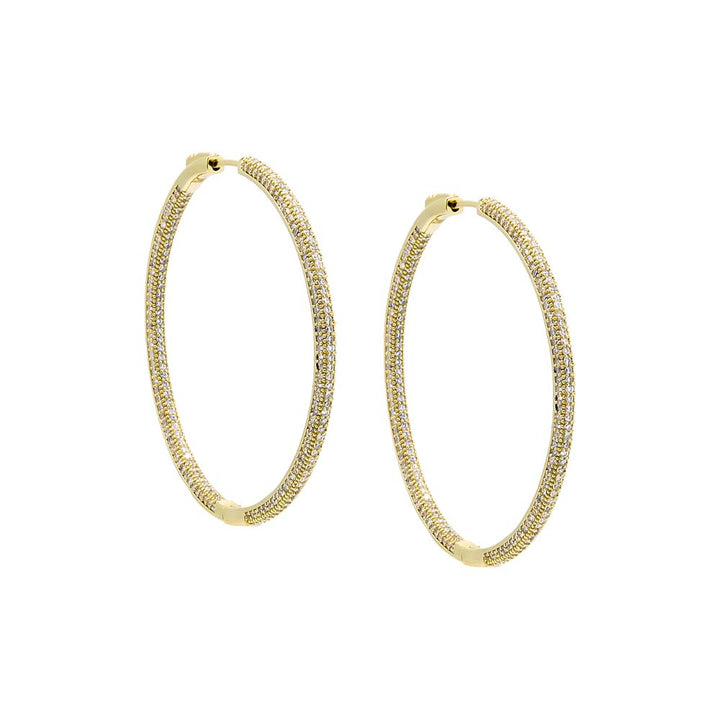 Gold / 50MM Large CZ Pave Open Hoop Earring - Adina Eden's Jewels