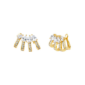 Gold CZ Teardrop Four Row Fancy Ear Cuff - Adina Eden's Jewels