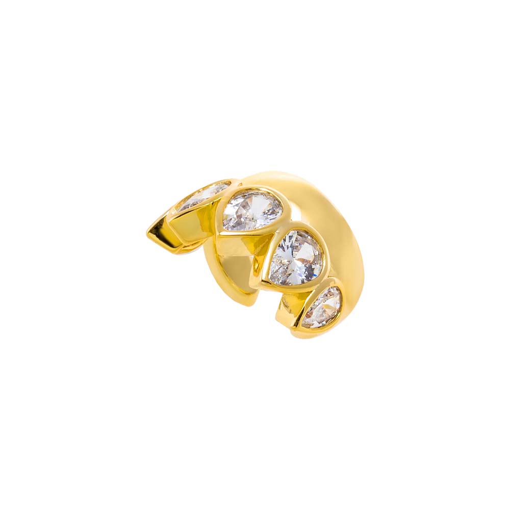 Gold Multi CZ Pear Rimmed Ear Cuff - Adina Eden's Jewels
