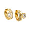 Gold CZ Emerald Bezel Double Row Huggie Earring - Adina Eden's Jewels