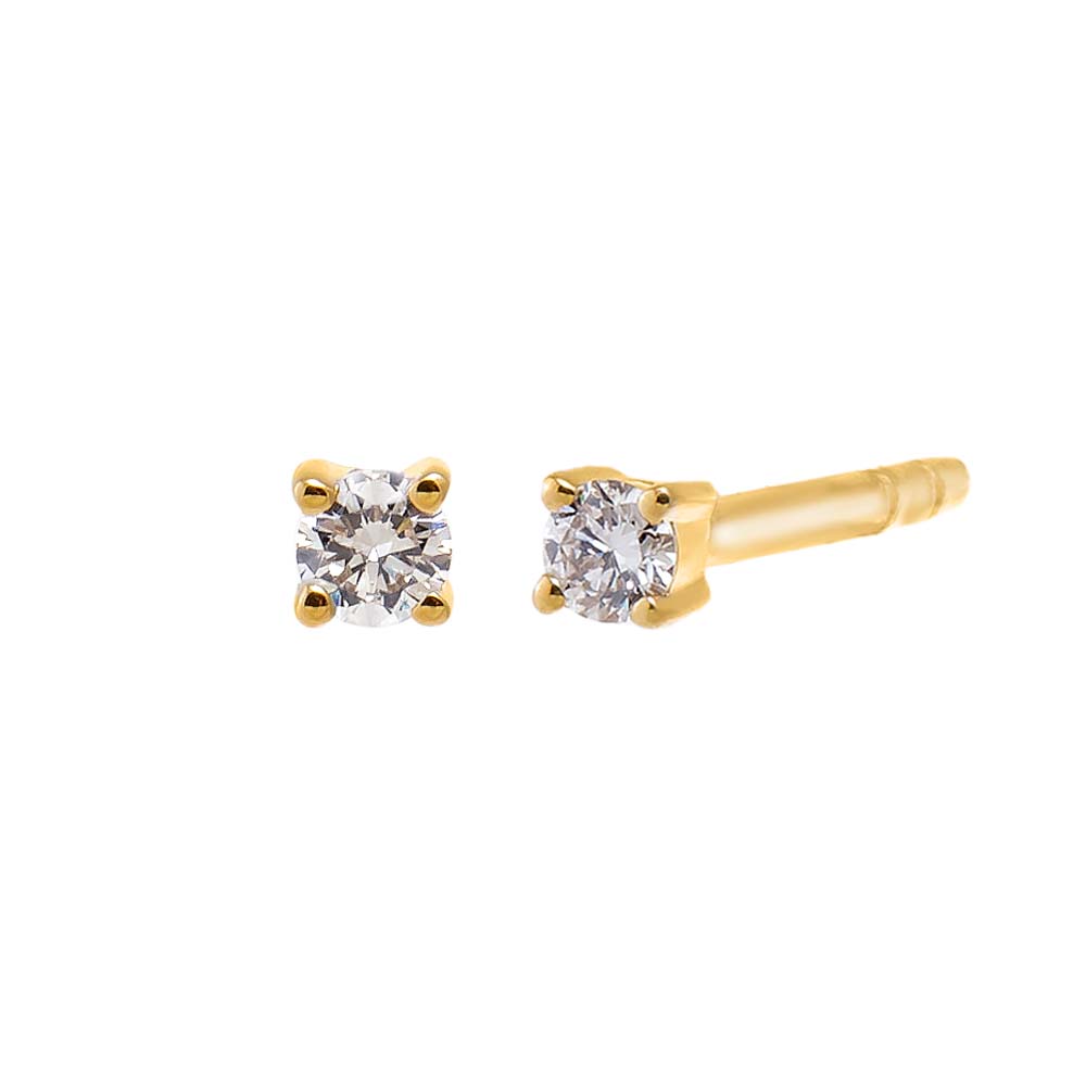 14K Gold Diamond Mini Solitaire Stud Earring 14K - Adina Eden's Jewels