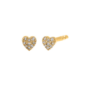14K Gold Diamond Pave Heart Stud Earring 14K - Adina Eden's Jewels