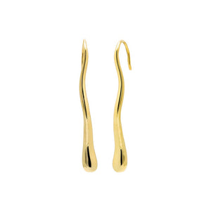 Gold Solid Wavey Drop Earring - Adina Eden's Jewels