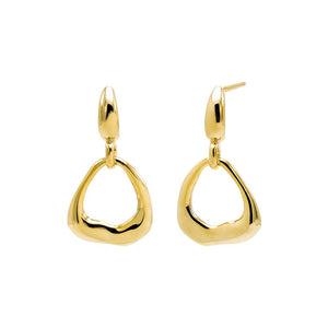 Gold Open Pendant Drop Stud Earring - Adina Eden's Jewels