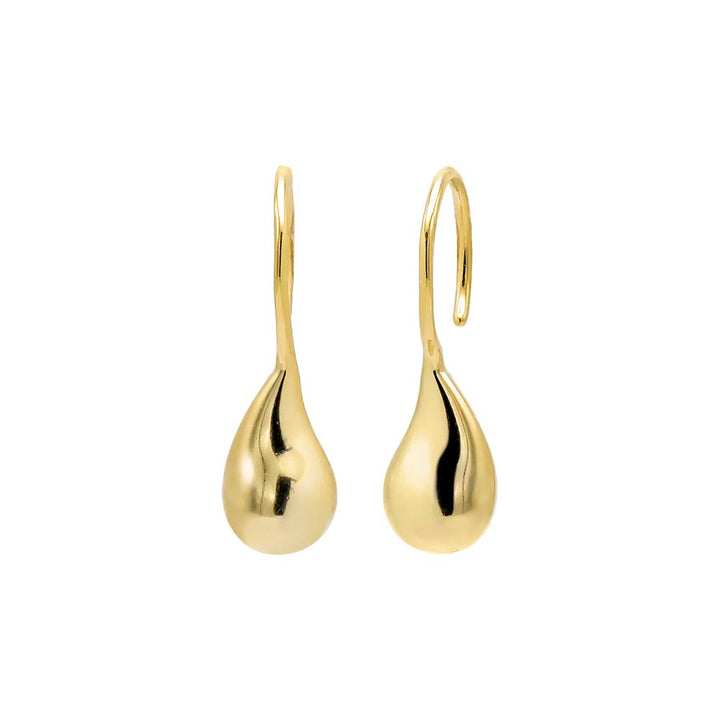 Gold Solid Curved Teardrop Drop Earring - Adina Eden's Jewels