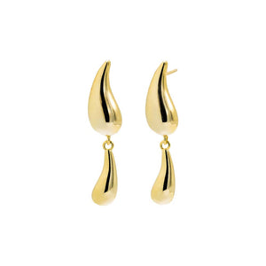 Gold Double Teardrop Drop Stud Earring - Adina Eden's Jewels