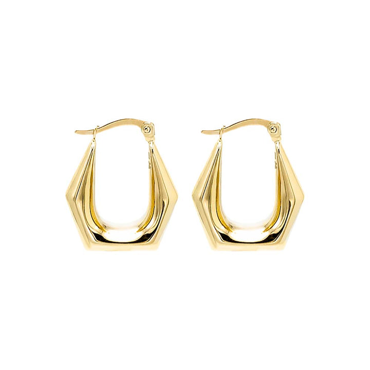  Solid Graduated Octagon Shaped Hoop Earring 14K - Adina Eden's Jewels