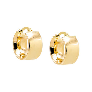 14K Gold Solid Mini Wide Huggie Earring 14K - Adina Eden's Jewels