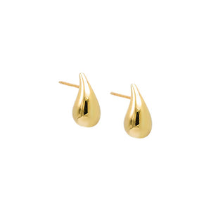 14K Gold Mini Solid Teardrop Drop Stud Earring 14K - Adina Eden's Jewels