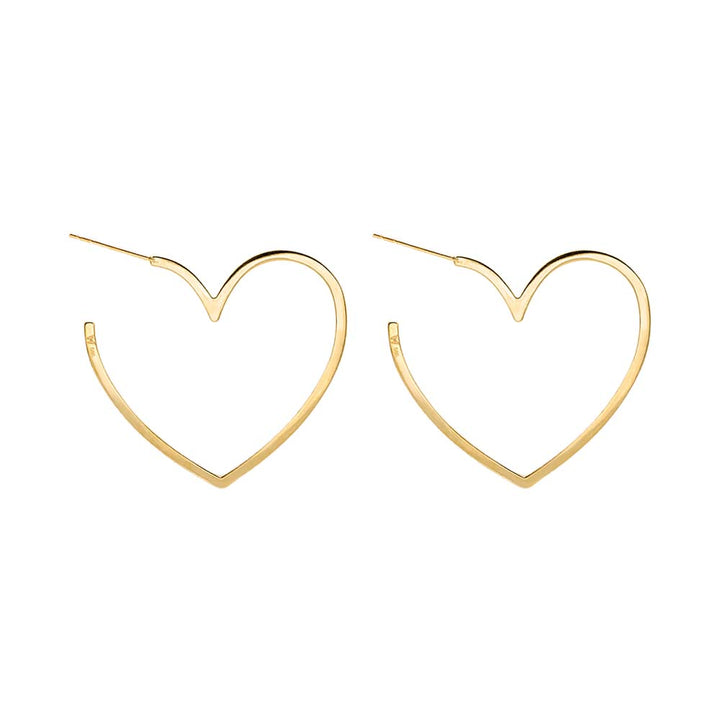  Solid Open Heart Hoop Earring 14K - Adina Eden's Jewels