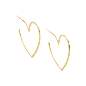14K Gold / Medium Solid Open Heart Hoop Earring 14K - Adina Eden's Jewels