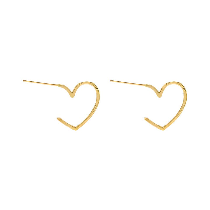 14K Gold / Small Solid Open Heart Hoop Earring 14K - Adina Eden's Jewels