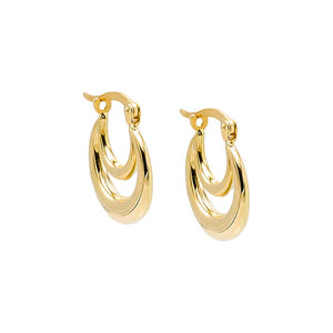 Solid Rounded Hollow Hoop Earring 14K