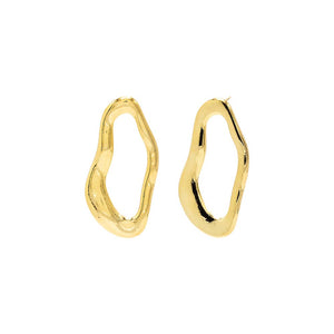 Gold Solid Unique Shape Open Stud Earring - Adina Eden's Jewels
