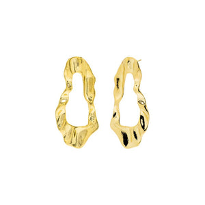 Gold Solid Flattened Unique Shape Open Stud Earring - Adina Eden's Jewels