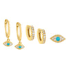 Turquoise CZ Evil Eye Earring Combo Set